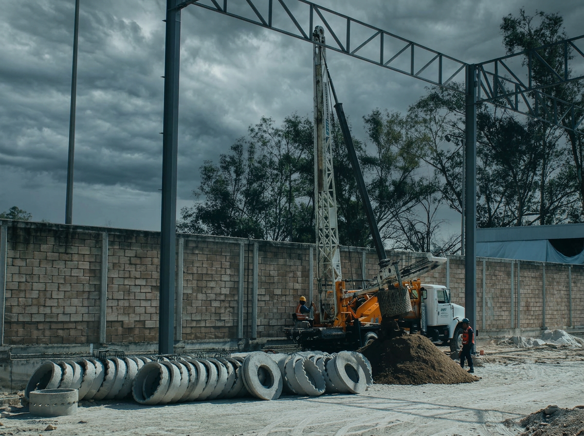 Instalación de pozos de absorción en obra